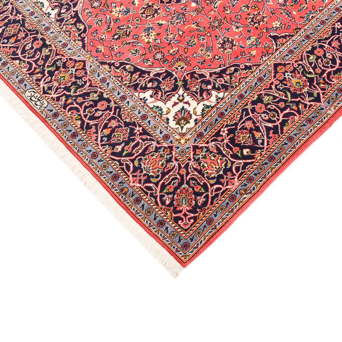 Alfombra persa - Keshan - 217 x 138 cm - rojo claro