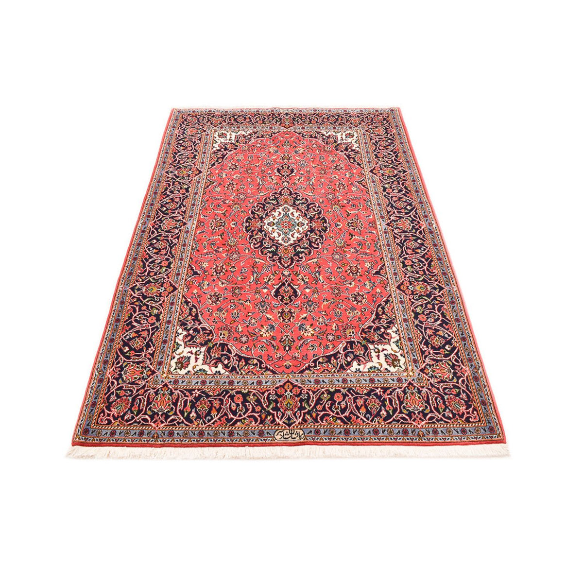 Alfombra persa - Keshan - 217 x 138 cm - rojo claro