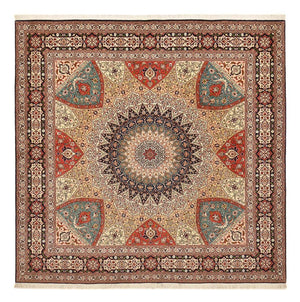 Alfombra Persa - Tabriz - Real cuadrado  - 253 x 251 cm - beige oscuro