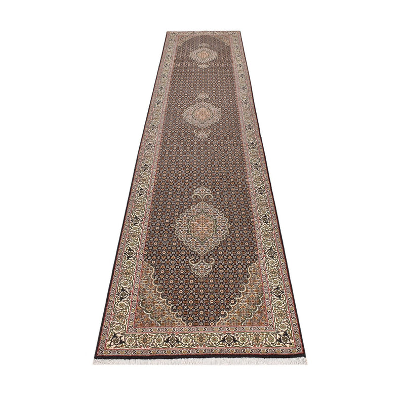 Alfombra de pasillo Alfombra Persa - Tabriz - Real - 390 x 82 cm - beige oscuro