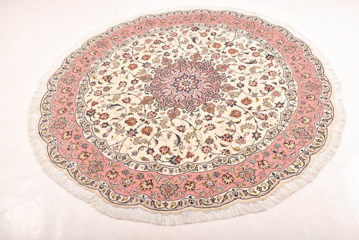 Alfombra Persa - Tabriz - Real redondo  - 200 x 200 cm - crema