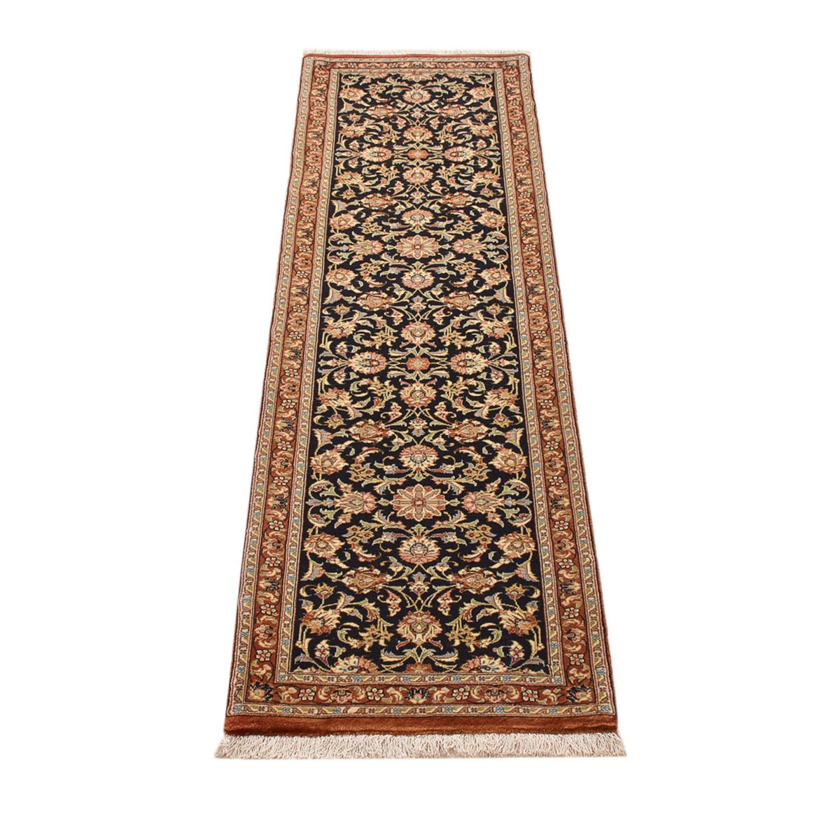 Alfombra de pasillo Alfombra Persa - Ghom - Royal - 205 x 52 cm - beige oscuro