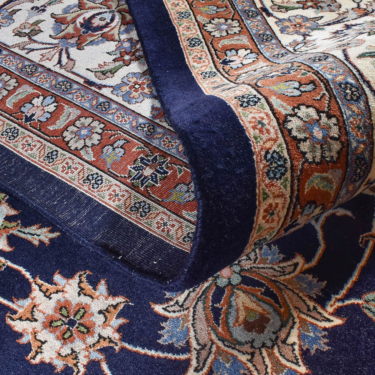 Alfombra persa - Clásica - Real - 384 x 304 cm - azul oscuro