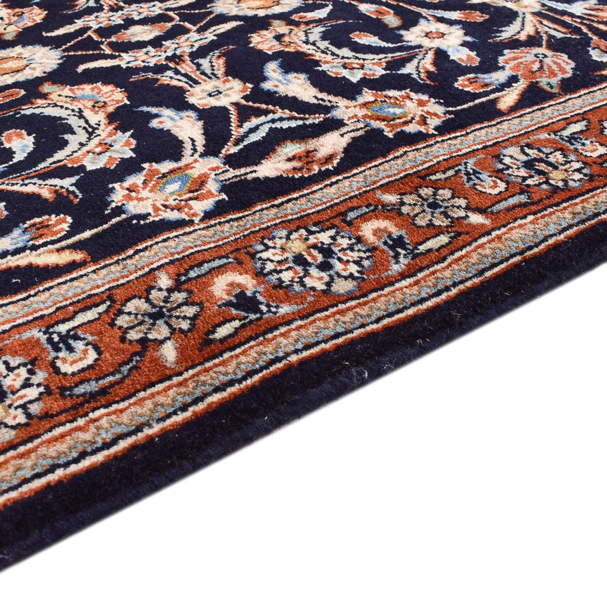 Alfombra de pasillo Alfombra persa - Keshan - 338 x 75 cm - azul oscuro