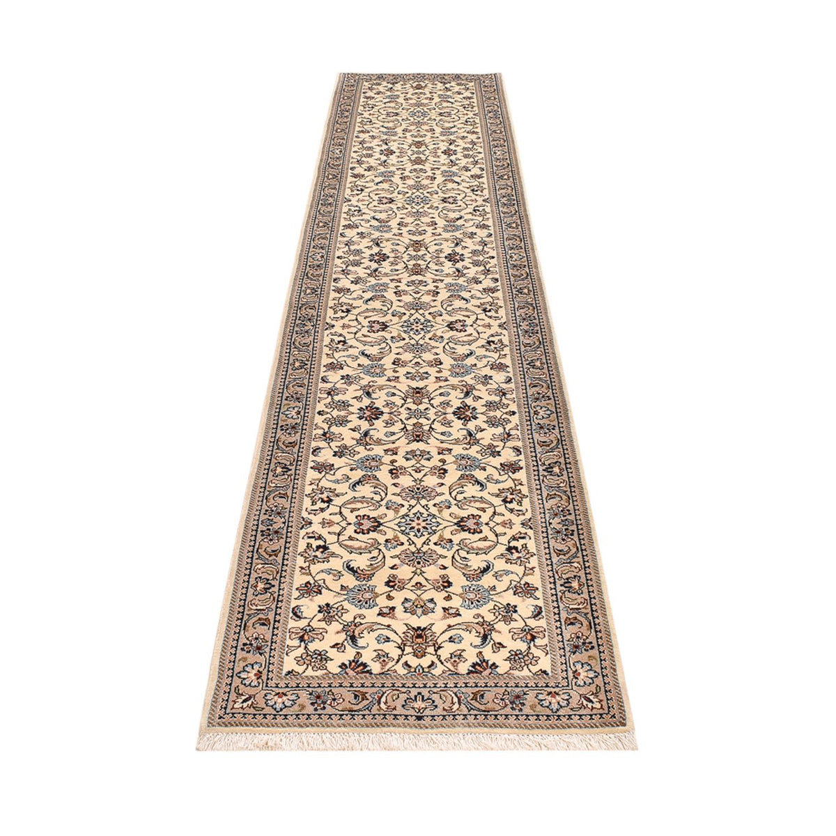 Alfombra de pasillo Alfombra persa - Keshan - 373 x 79 cm - beige