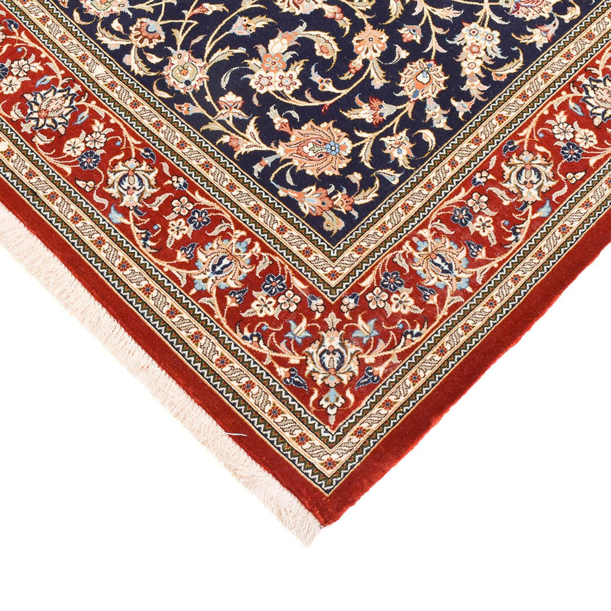 Alfombra Persa - Ghom - Royal - 204 x 133 cm - azul oscuro