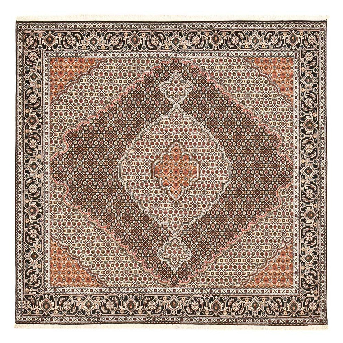 Alfombra Persa - Tabriz - Real cuadrado  - 202 x 198 cm - marrón