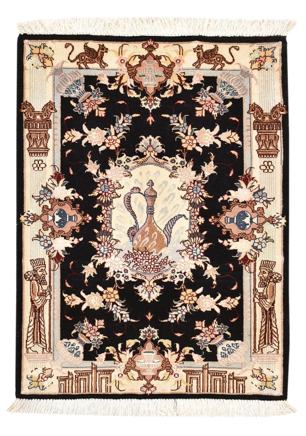 Alfombra Persa - Tabriz - Real - 90 x 60 cm - azul oscuro