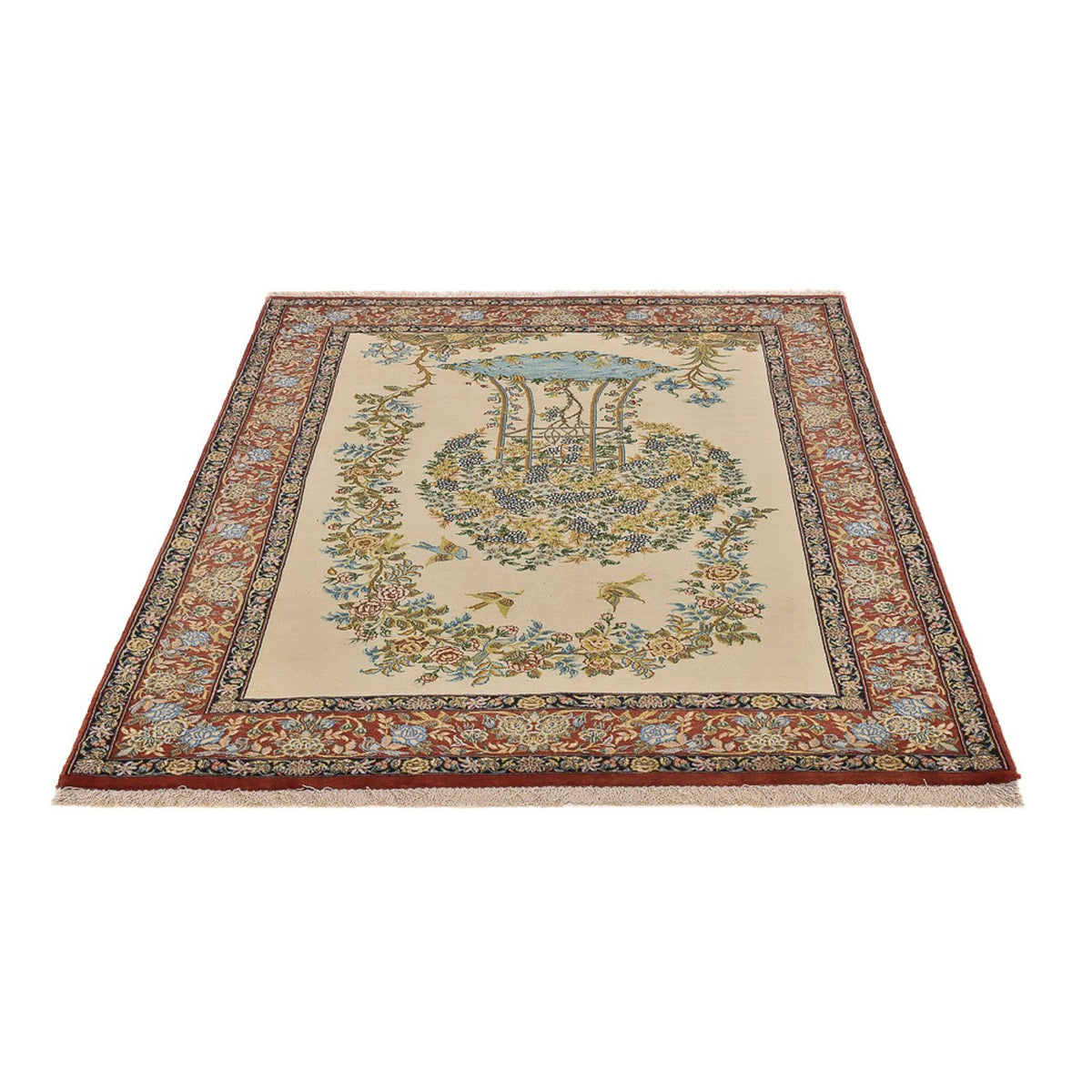 Alfombra Persa - Ghom - Royal - 201 x 129 cm - beige claro