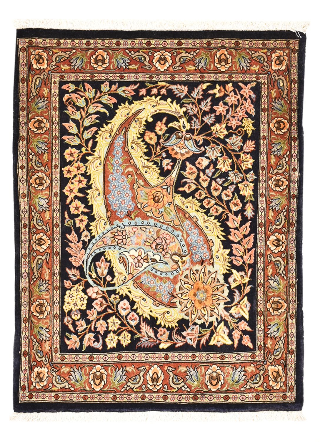 Alfombra persa - Ghom - 80 x 63 cm - multicolor