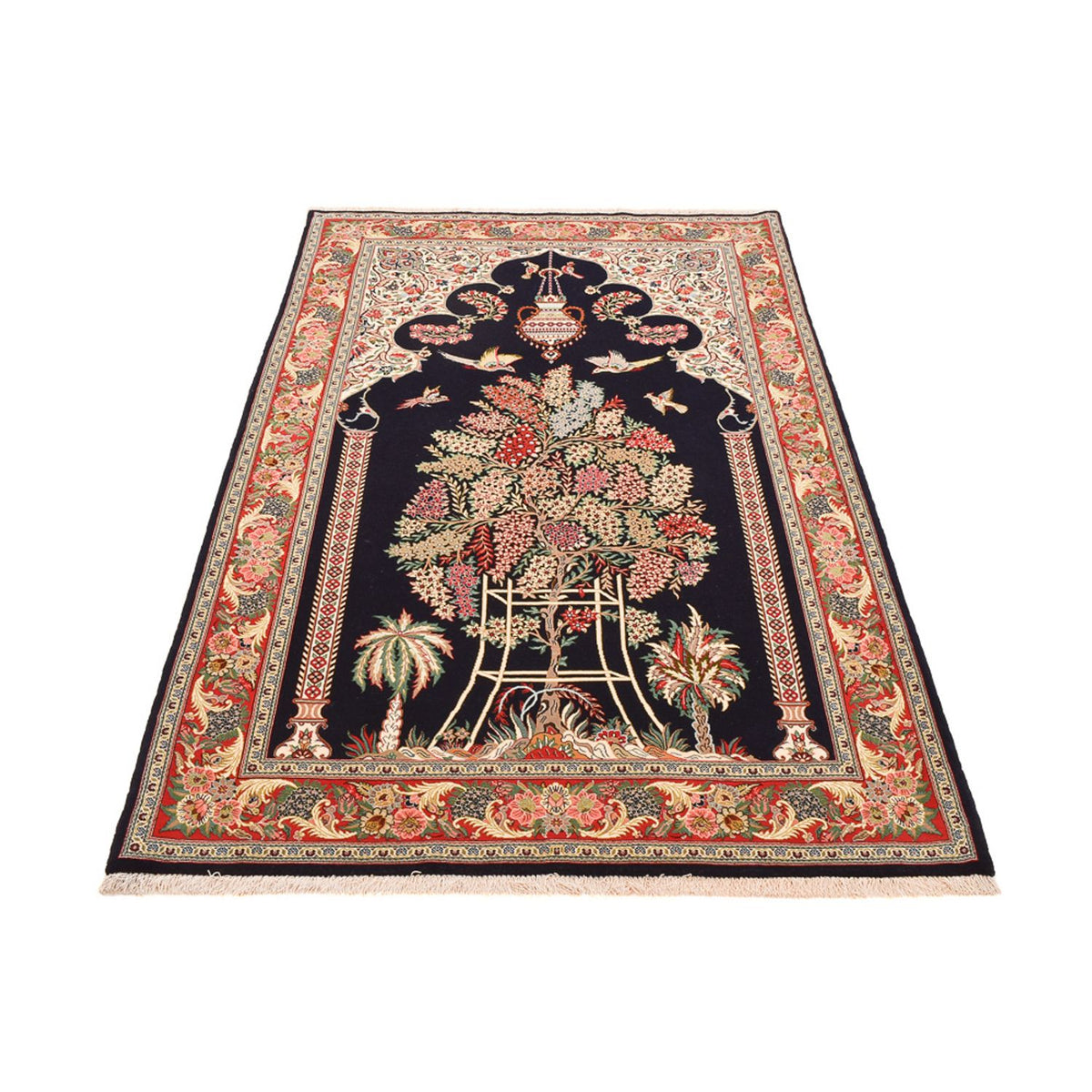 Alfombra Persa - Ghom - Royal - 218 x 135 cm - azul oscuro