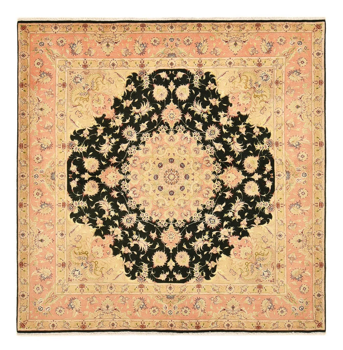 Alfombra Persa - Tabriz - Real cuadrado  - 202 x 196 cm - azul oscuro
