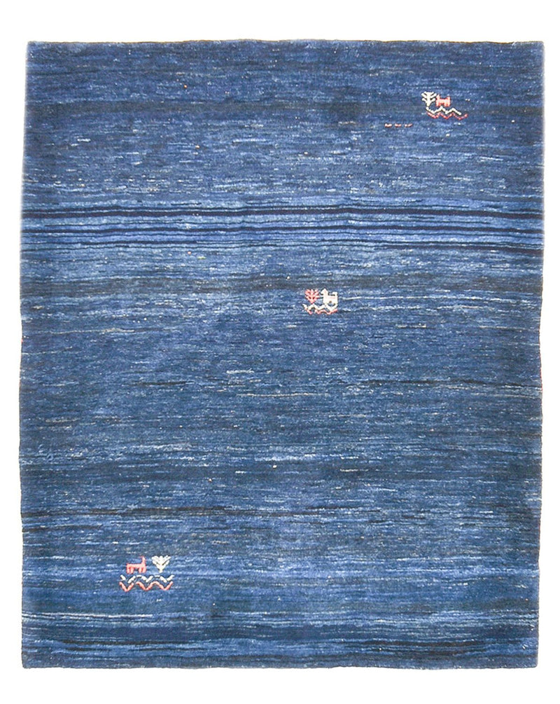 Alfombra Gabbeh - Loribaft Persa - 143 x 119 cm - azul oscuro