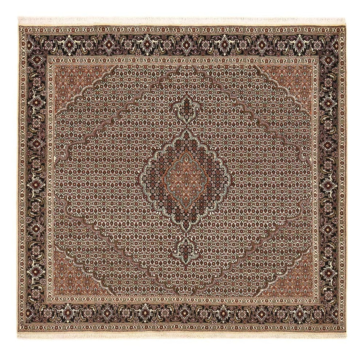 Alfombra Persa - Tabriz - Real cuadrado  - 202 x 200 cm - marrón