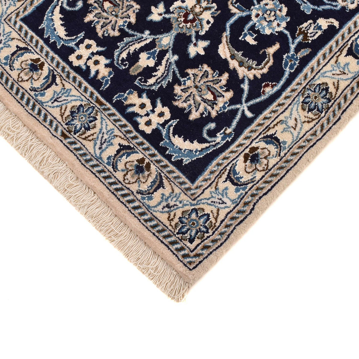 Alfombra de pasillo Alfombra Persa - Nain - Real - 197 x 61 cm - azul oscuro