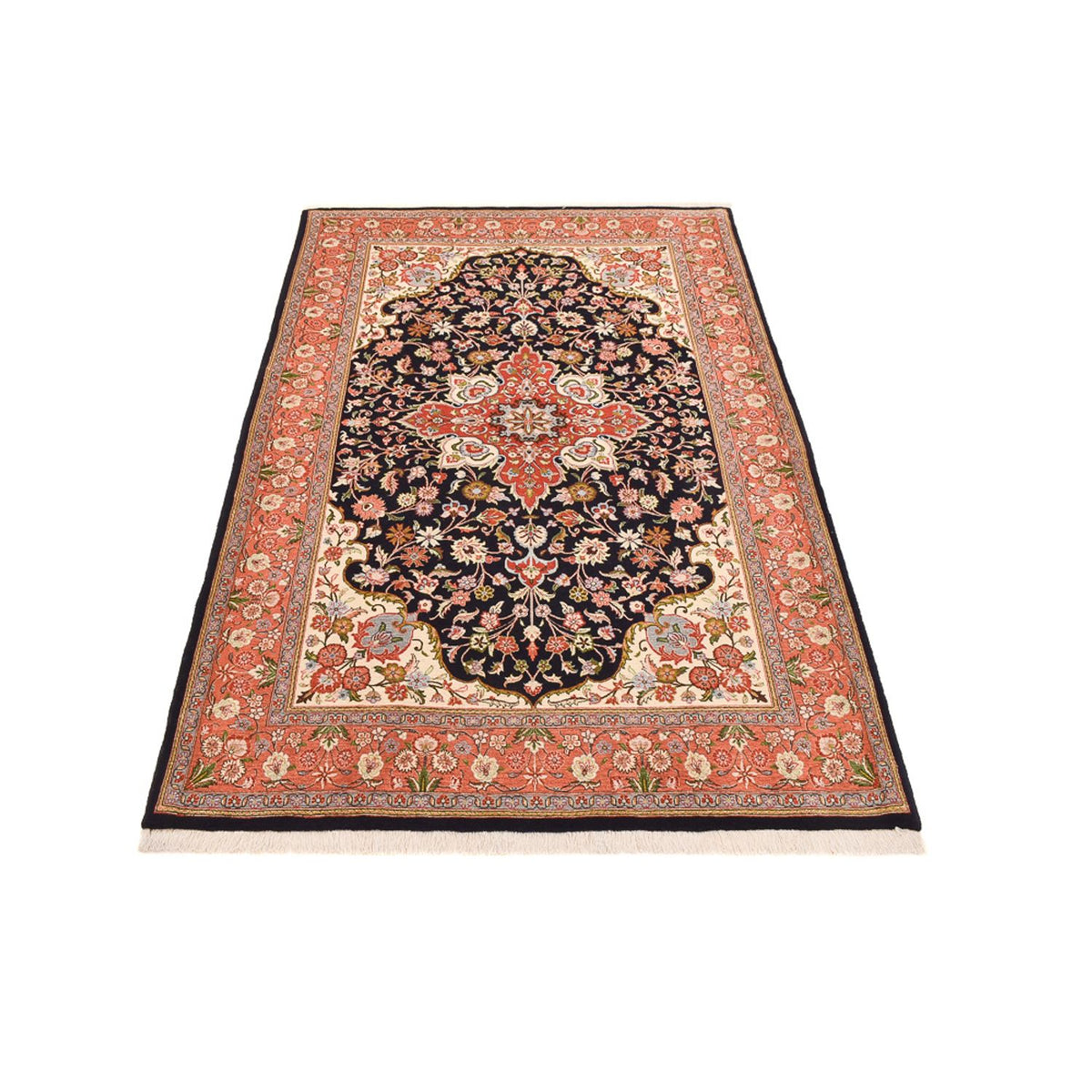 Alfombra Persa - Ghom - Royal - 227 x 140 cm - azul oscuro