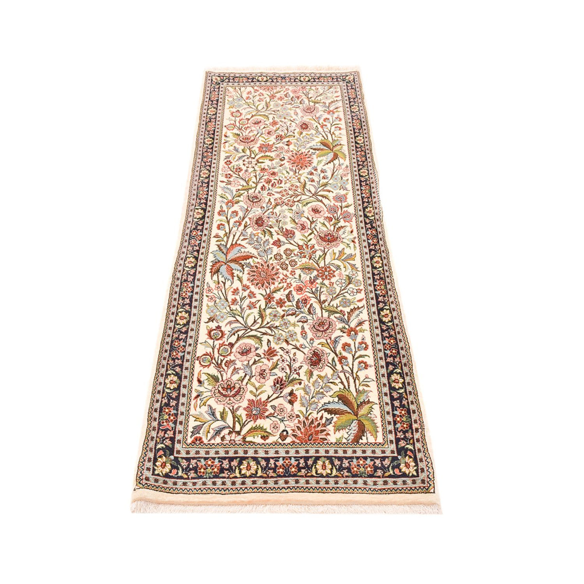 Alfombra de pasillo Alfombra Persa - Ghom - Royal - 203 x 63 cm - beige claro