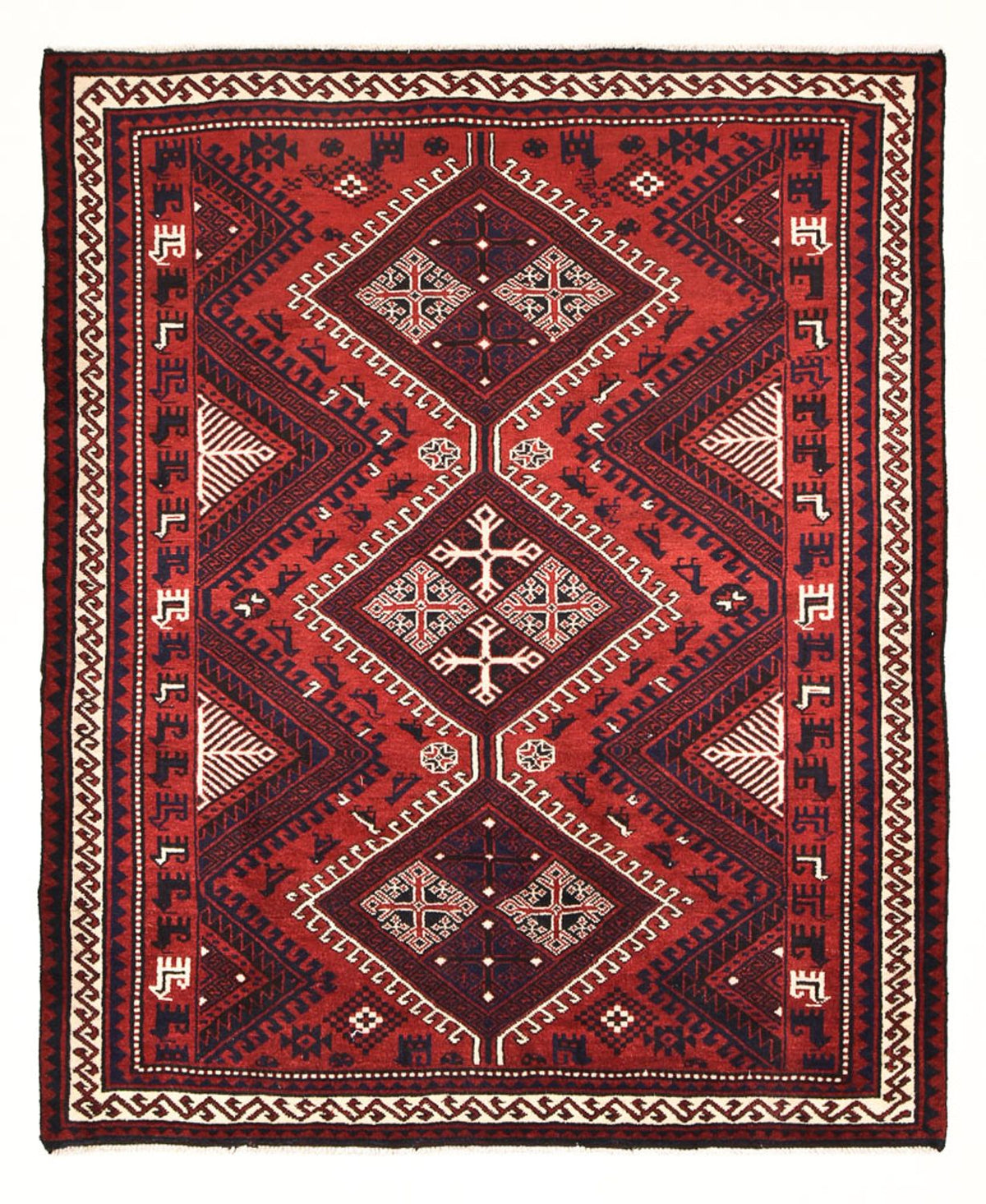 Alfombra persa - Nómada - 260 x 217 cm - rojo burdeos