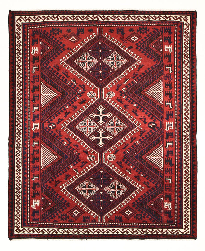 Alfombra persa - Nómada - 260 x 217 cm - rojo burdeos