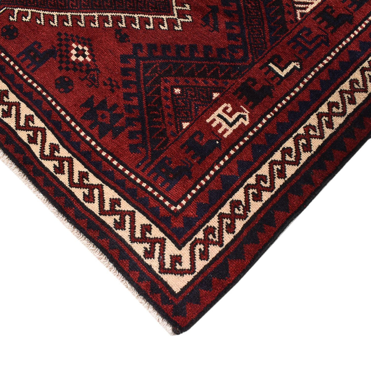 Alfombra persa - Nómada - 260 x 217 cm - rojo burdeos
