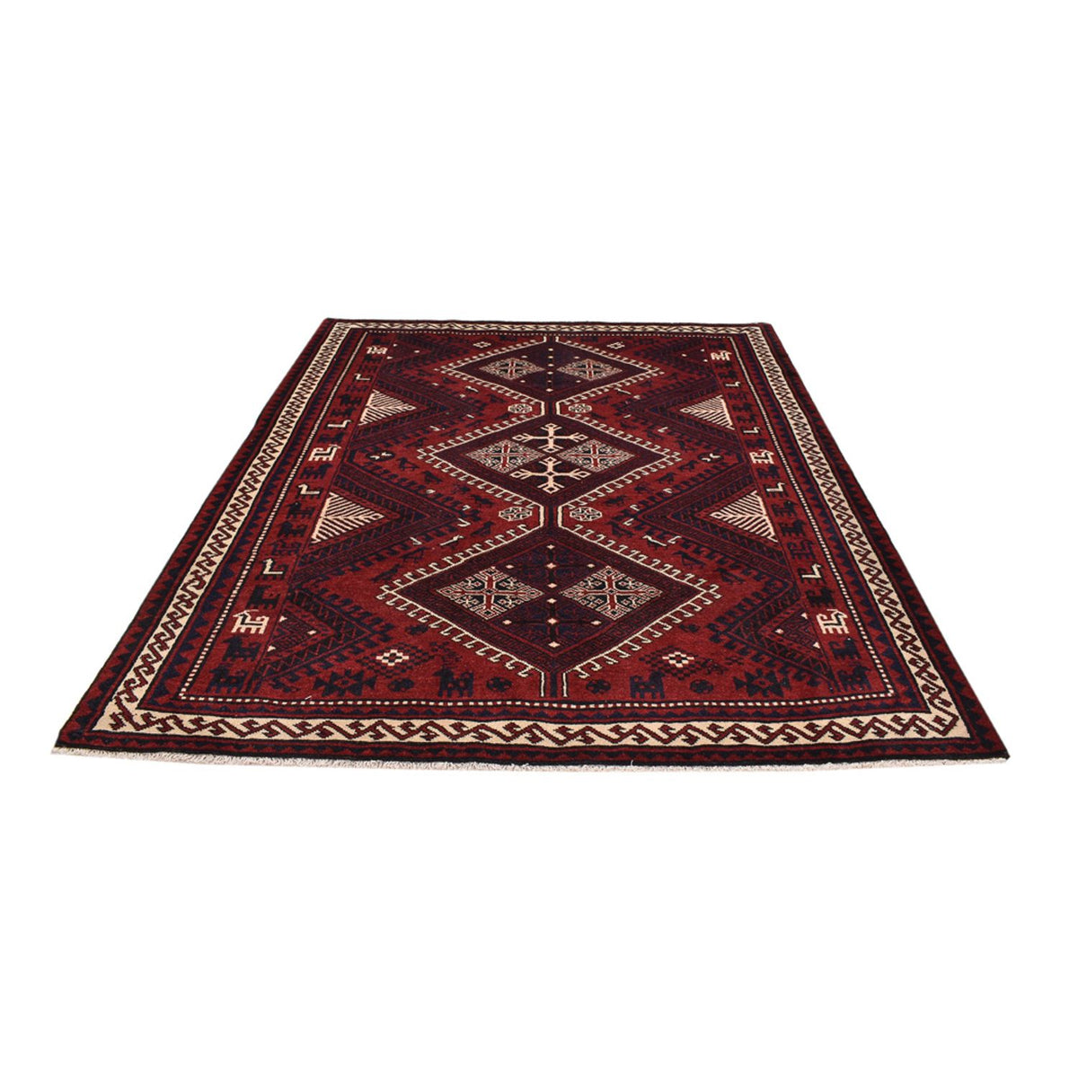 Alfombra persa - Nómada - 260 x 217 cm - rojo burdeos