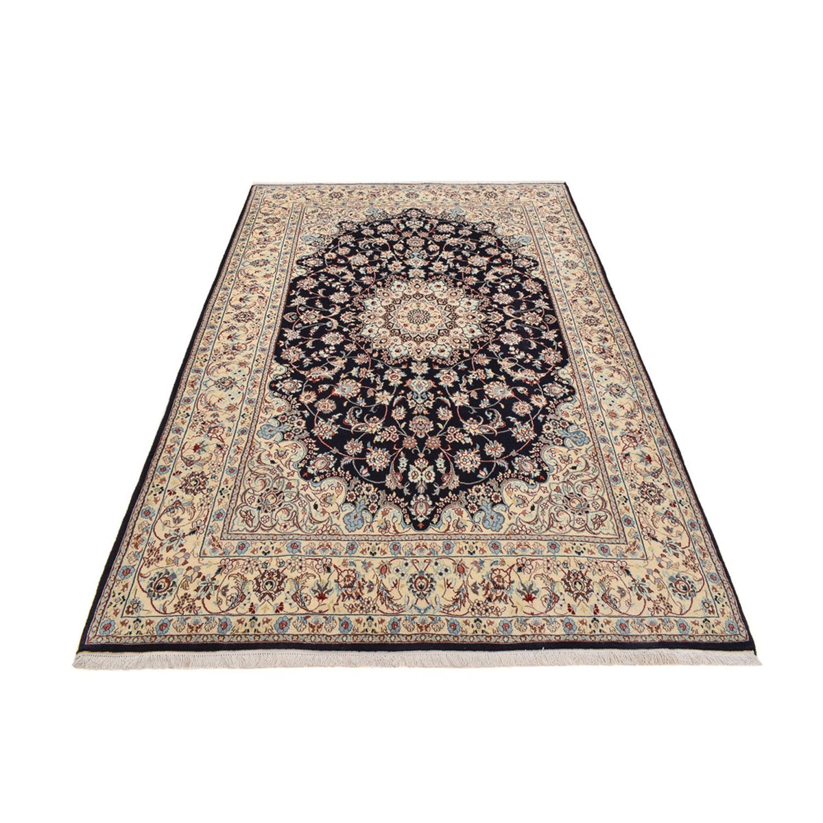 Alfombra Persa - Nain - Real - 317 x 200 cm - azul oscuro