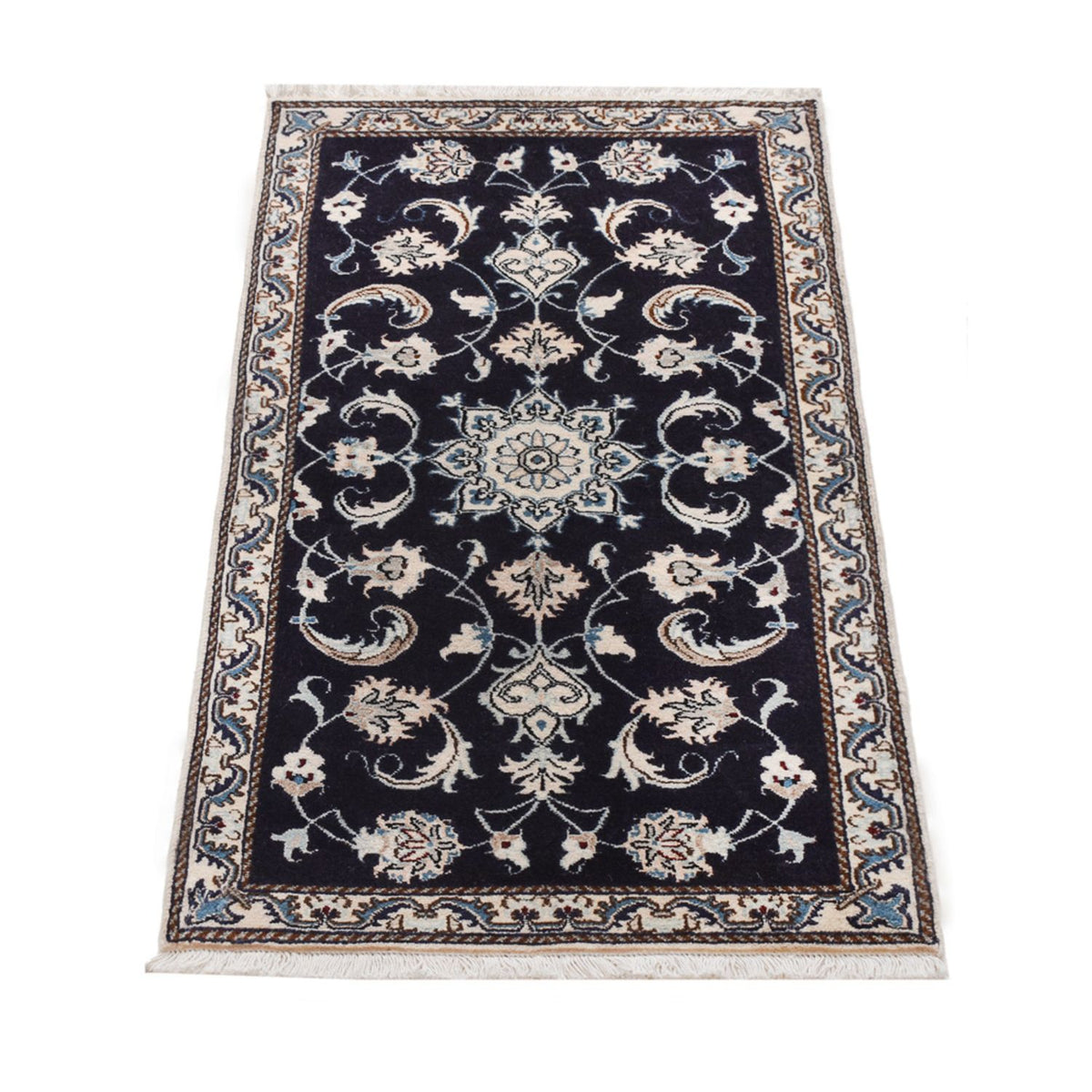 Alfombra persa - Nain - 138 x 66 cm - azul oscuro
