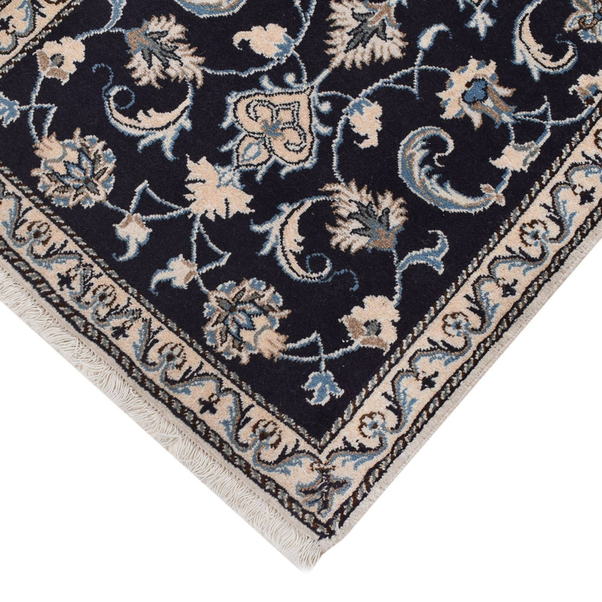 Alfombra persa - Nain - 132 x 72 cm - azul oscuro