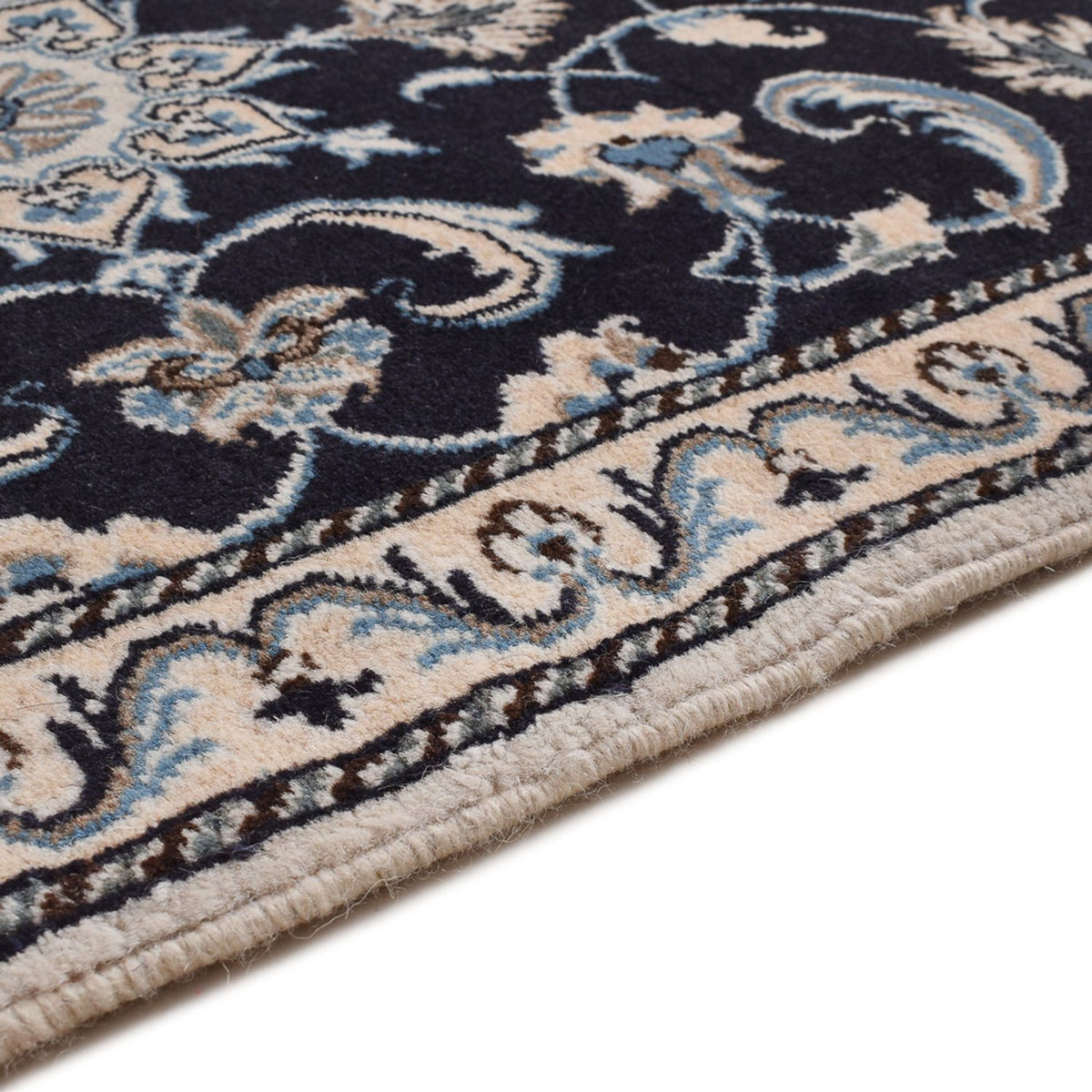 Alfombra persa - Nain - 132 x 72 cm - azul oscuro