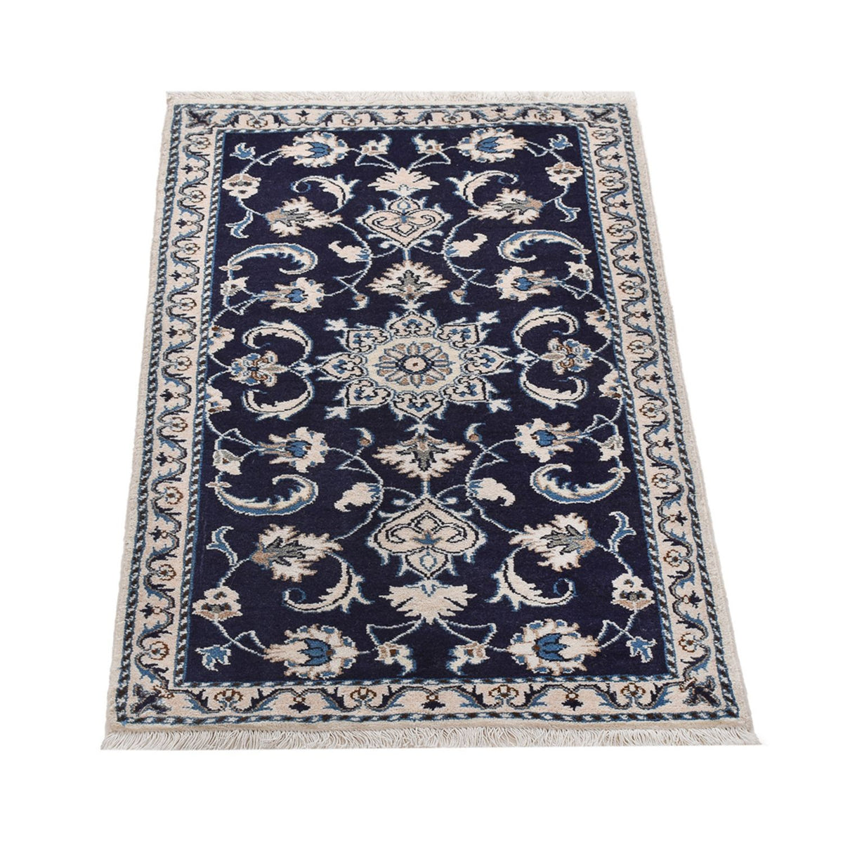 Alfombra persa - Nain - 133 x 70 cm - azul oscuro
