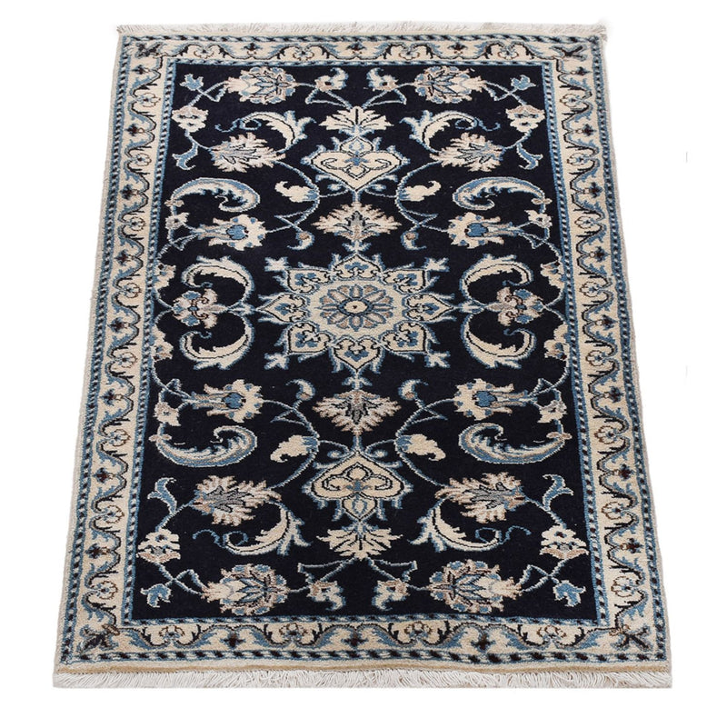 Alfombra persa - Nain - 134 x 68 cm - azul oscuro