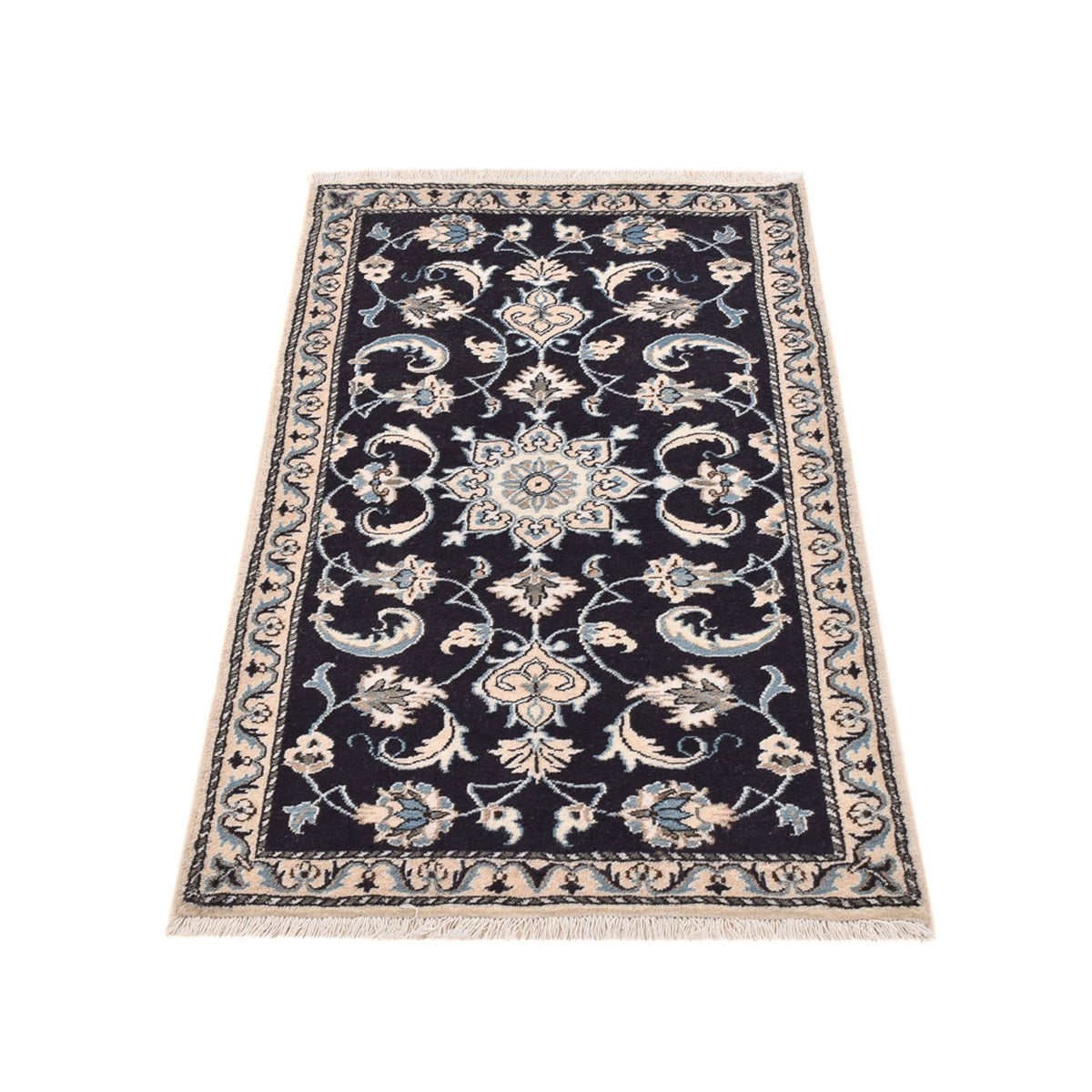 Alfombra persa - Nain - 137 x 71 cm - azul oscuro