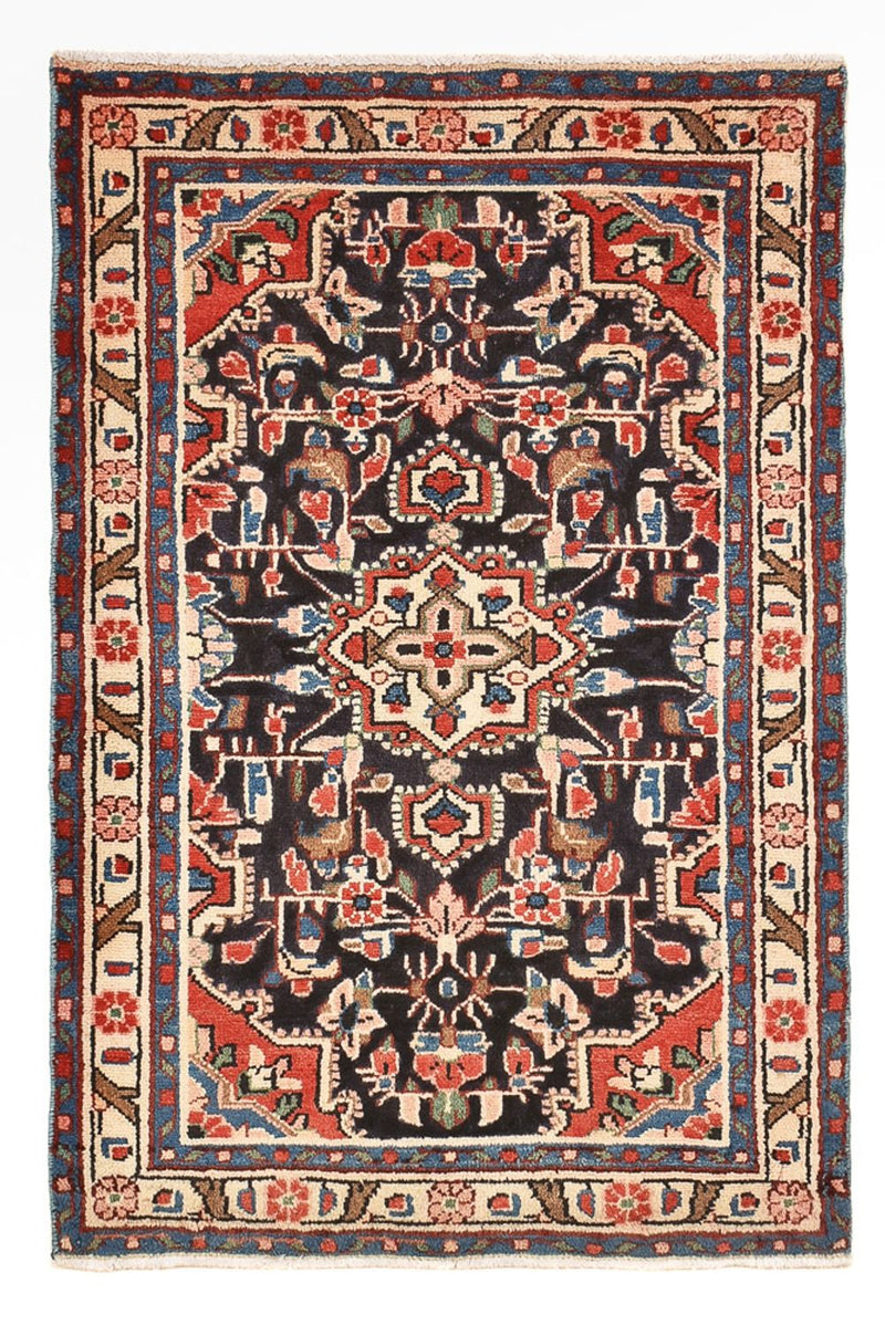 Alfombra persa - Nómada - 96 x 65 cm - azul oscuro