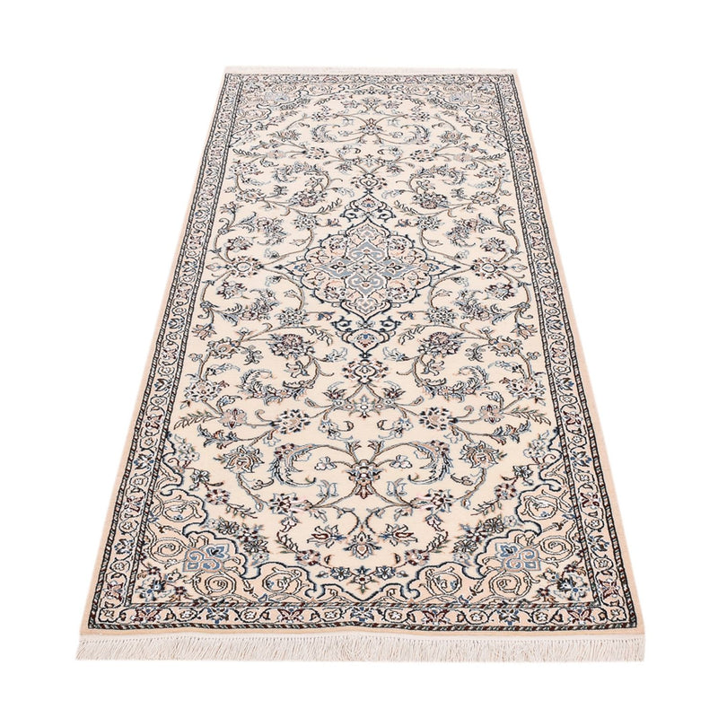 Alfombra de pasillo Alfombra Persa - Nain - Real - 220 x 91 cm - crema