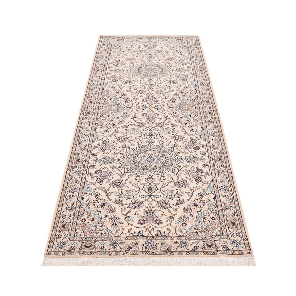 Alfombra de pasillo Alfombra Persa - Nain - Real - 241 x 92 cm - crema