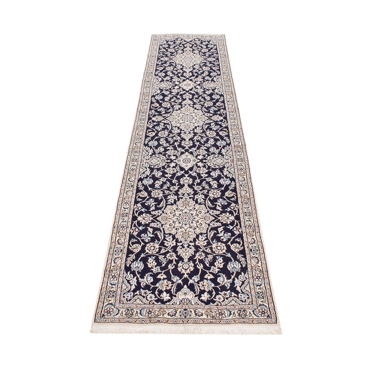 Alfombra de pasillo Alfombra Persa - Nain - Real - 315 x 69 cm - azul oscuro