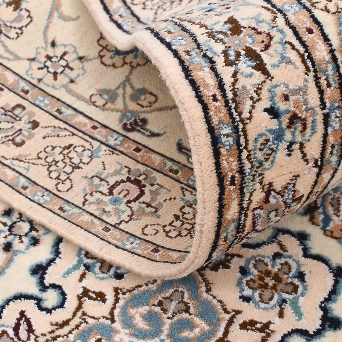 Alfombra de pasillo Alfombra Persa - Nain - Real - 278 x 91 cm - crema