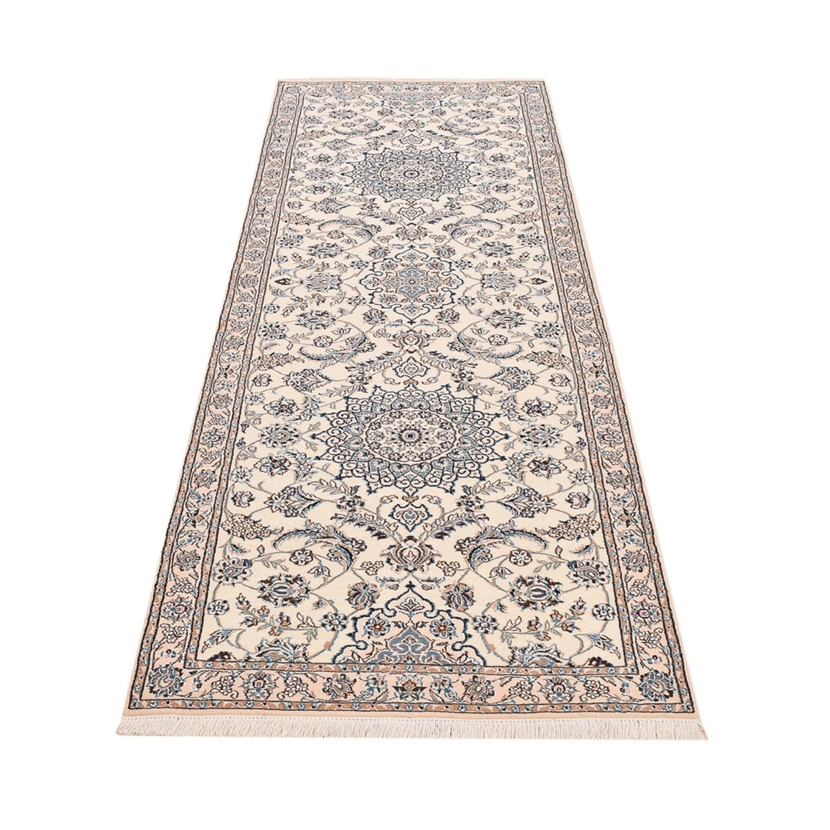 Alfombra de pasillo Alfombra Persa - Nain - Real - 278 x 91 cm - crema