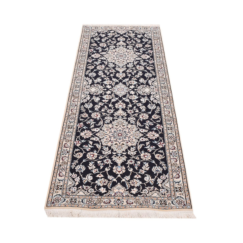Alfombra de pasillo Alfombra Persa - Nain - Real - 220 x 72 cm - azul oscuro