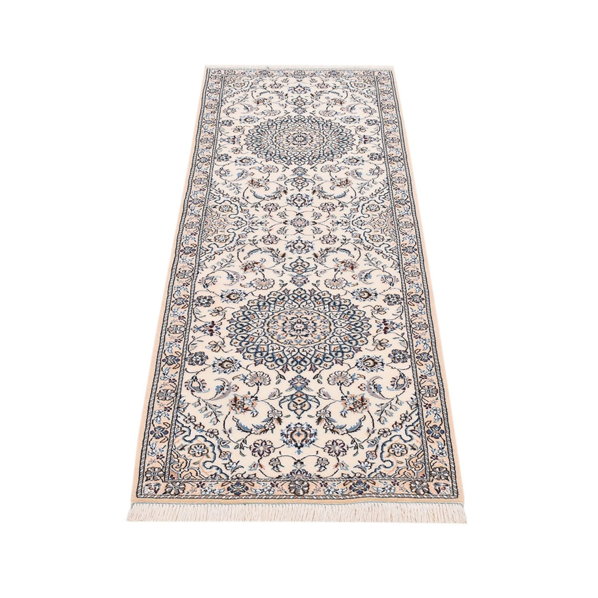 Alfombra de pasillo Alfombra Persa - Nain - Real - 197 x 61 cm - crema