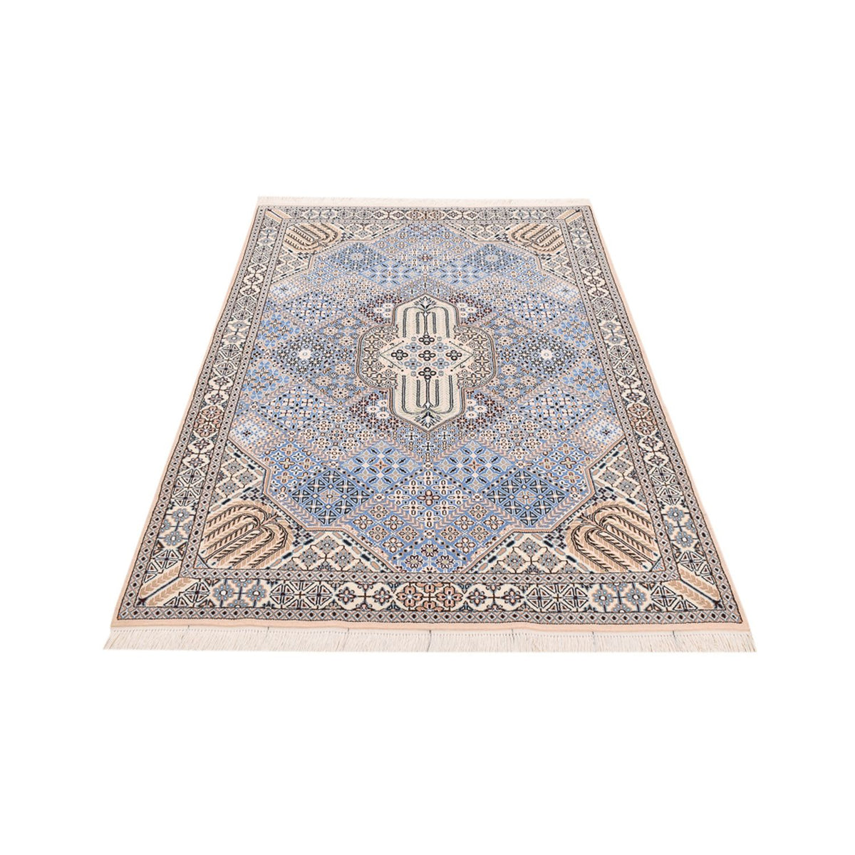Alfombra Persa - Nain - Real - 195 x 137 cm - azul claro