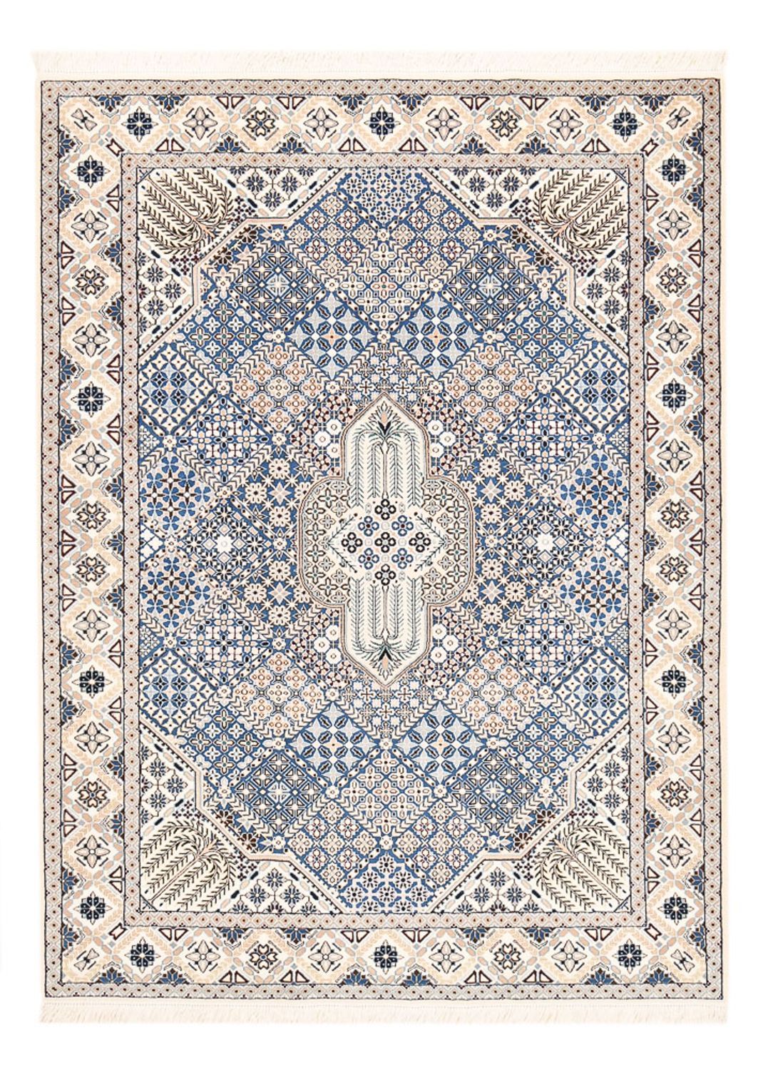 Alfombra Persa - Nain - Real - 219 x 155 cm - azul claro