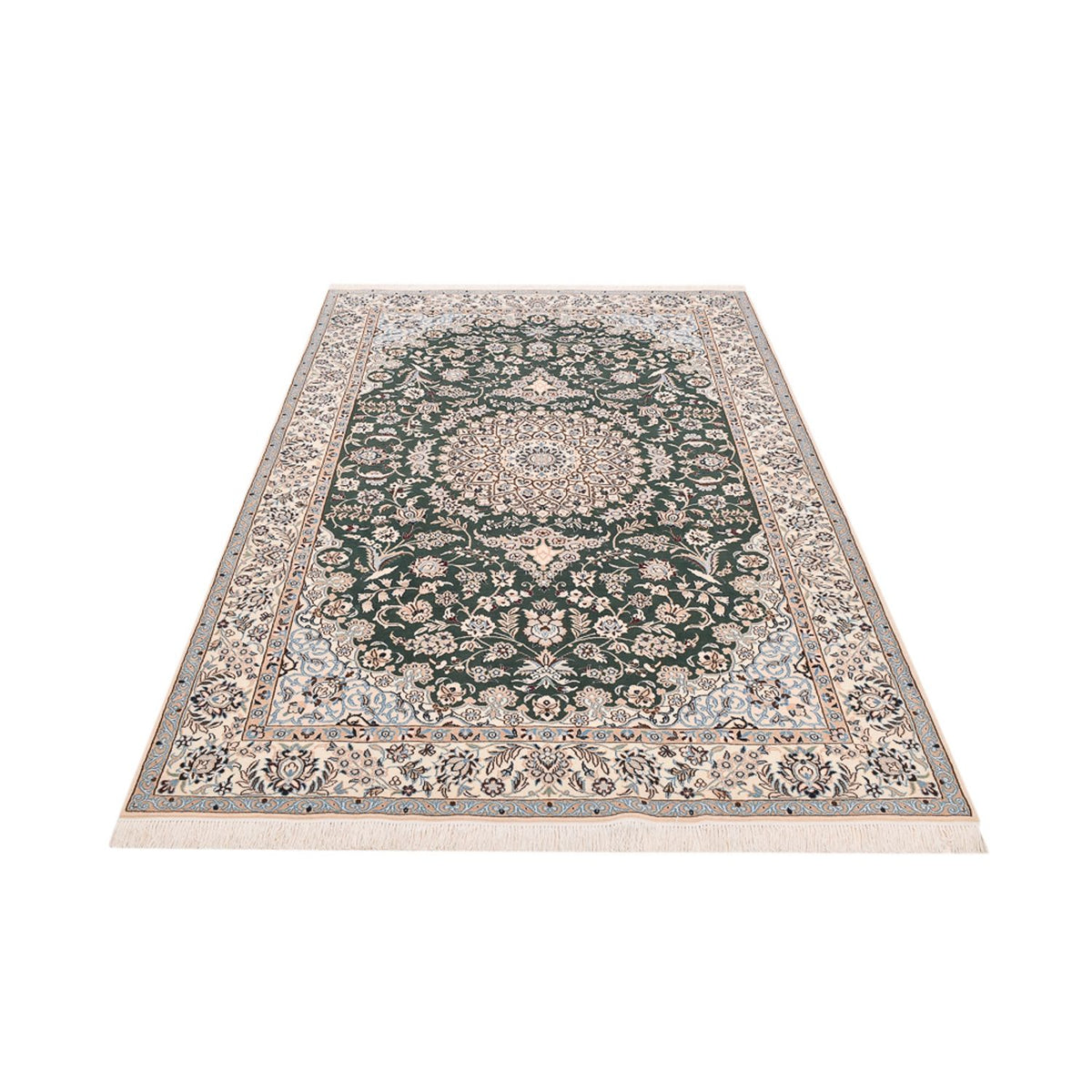Alfombra Persa - Nain - Real - 255 x 159 cm - verde oscuro