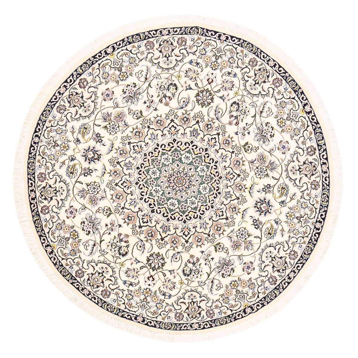 Alfombra Persa - Nain - Real redondo  - 152 x 152 cm - crema