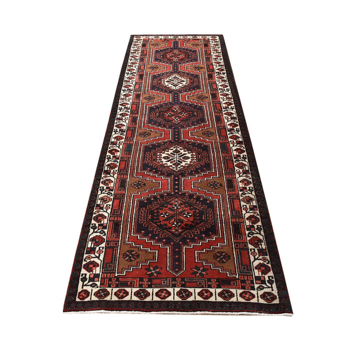 Alfombra de pasillo Alfombra persa - Nómada - 313 x 100 cm - rojo oscuro