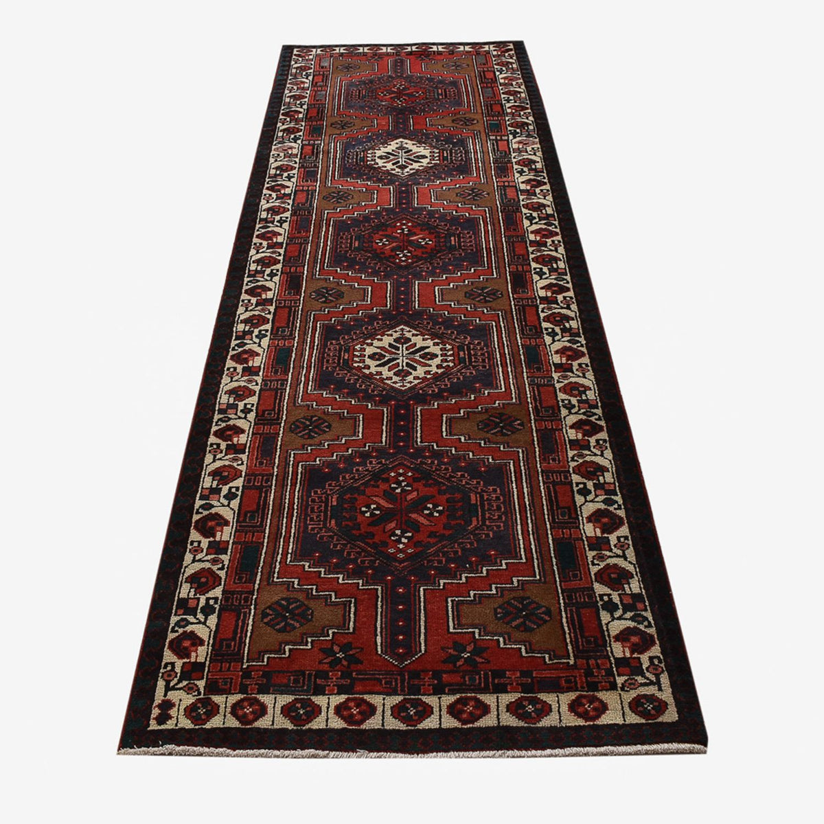 Alfombra de pasillo Alfombra persa - Nómada - 318 x 100 cm - rojo oscuro