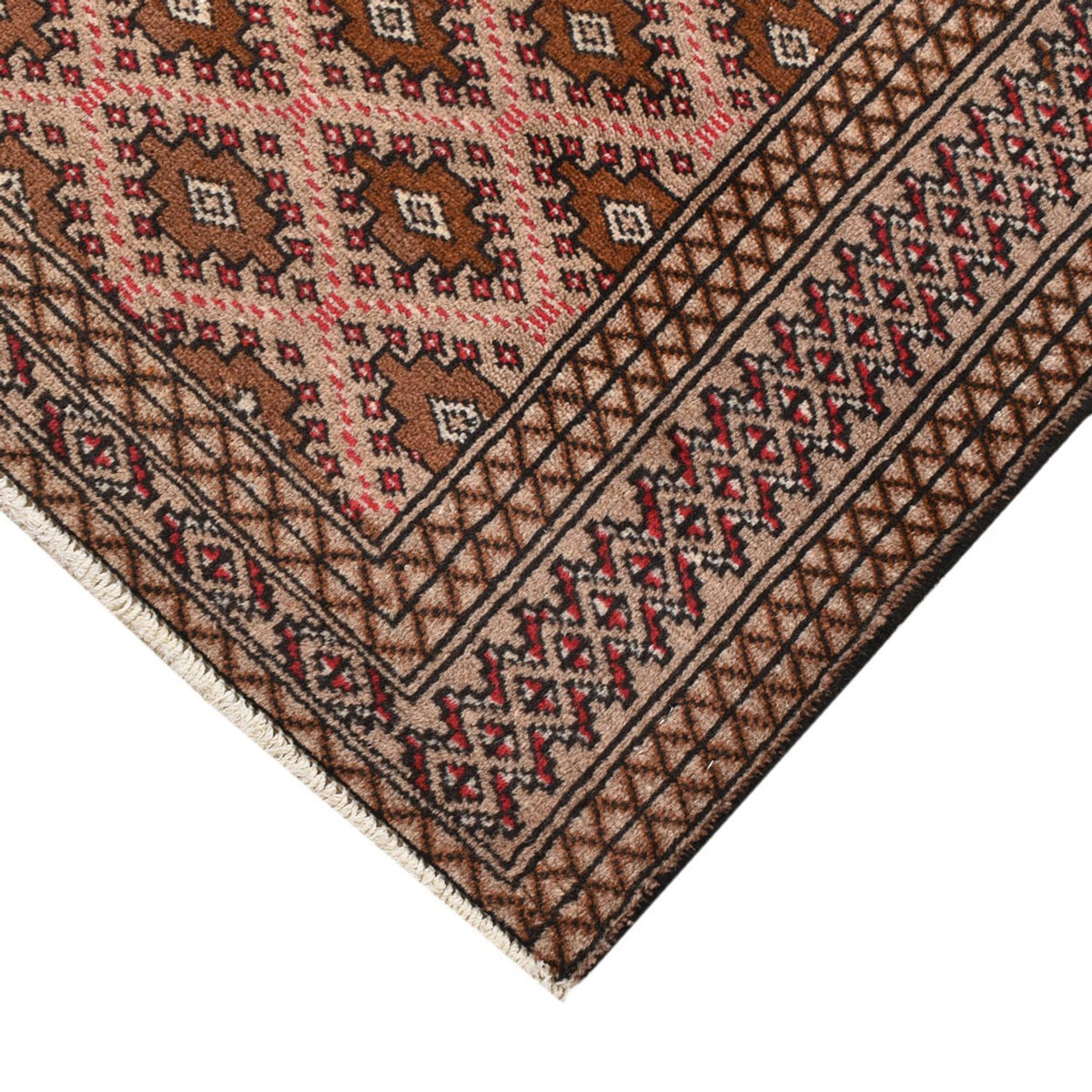 Alfombra Turkaman - 132 x 97 cm - rojo claro