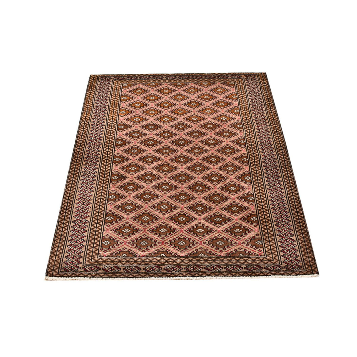 Alfombra Turkaman - 132 x 97 cm - rojo claro