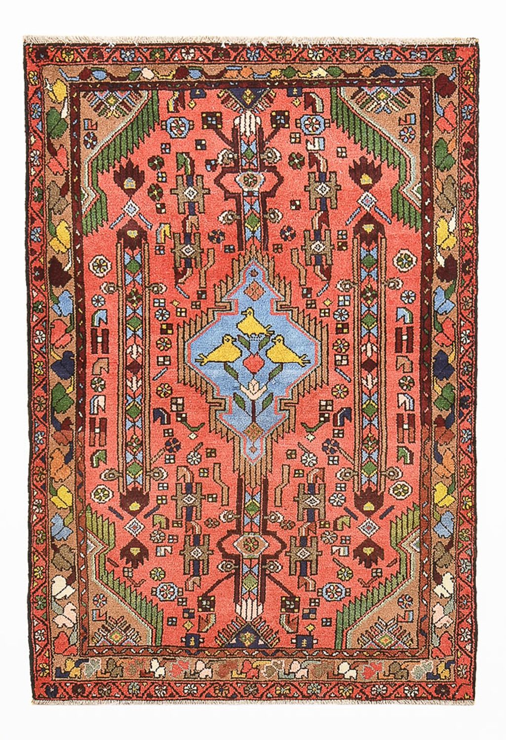 Alfombra persa - Nómada - 155 x 104 cm - rojo claro