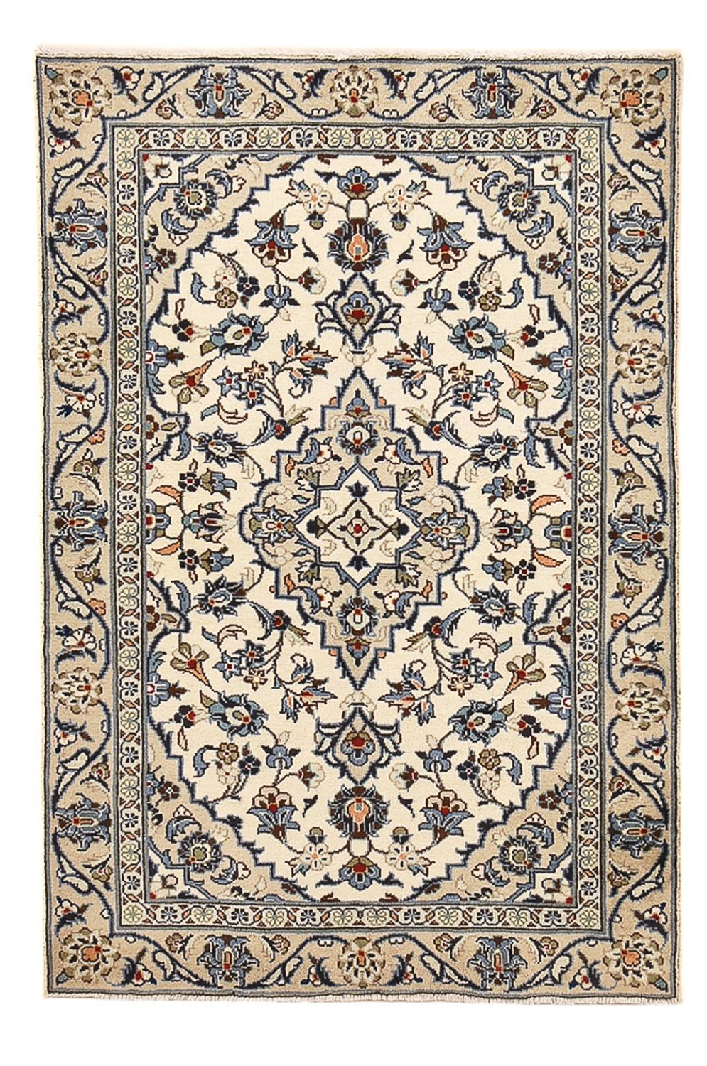 Alfombra persa - Keshan - 140 x 92 cm - gris claro